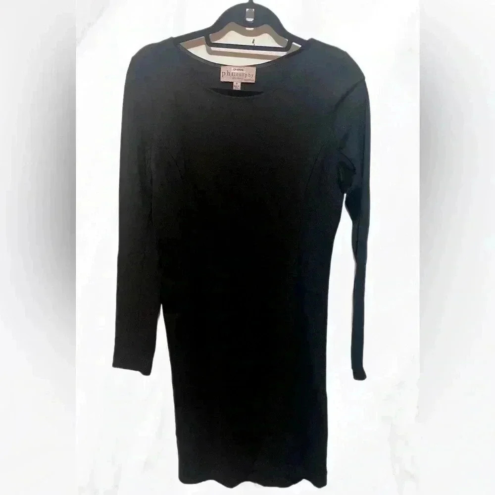 Philosophy black straight fit crew  neck zippered long sleeve dress S